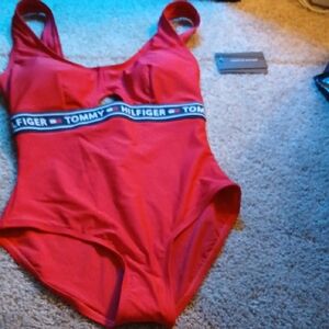 Tommy Hilfiger Women's Red One Piece Swimsuit